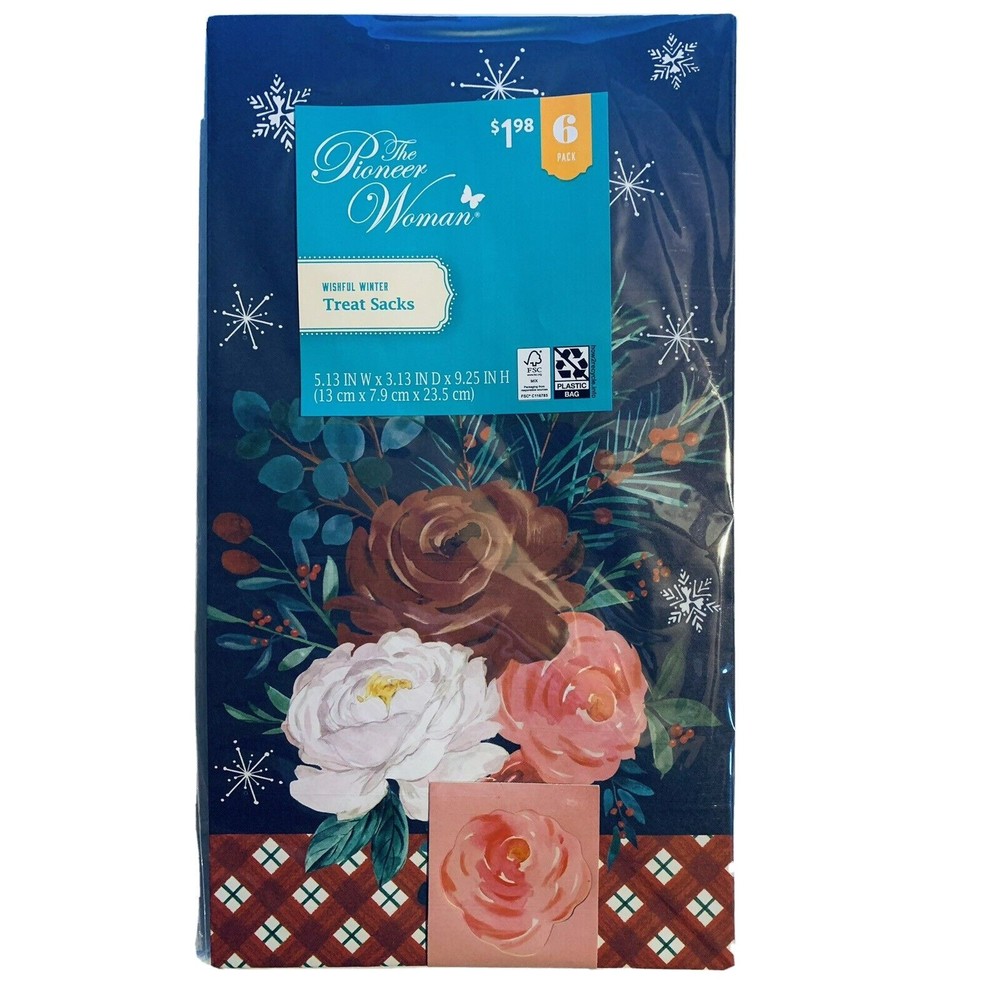 The Pioneer Woman Wishful Winter Gift Bags 6 Paper Treat Sacks Christmas Roses